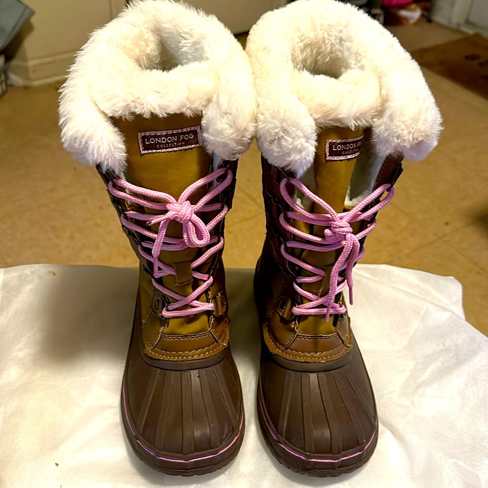 UC-Girls Beckenham Faux Fur Snow Boot / Enfield Taupe & Pink
